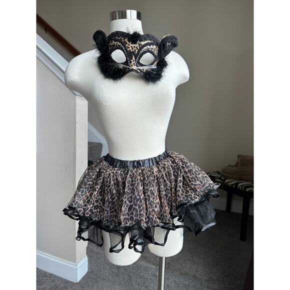 Leopard Print Costume Skirt with Mask - Picture 1 of 10